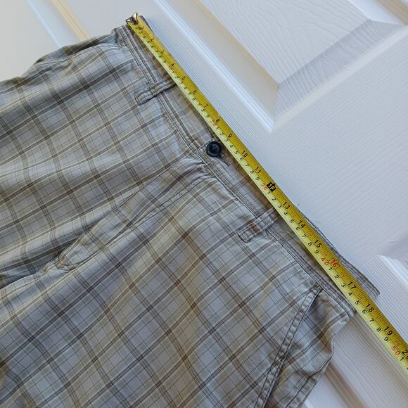 Reunion Herb Tan Plaid Cotton Shorts Men's 36 chino bermuda EUC casual pockets - Picture 8 of 12